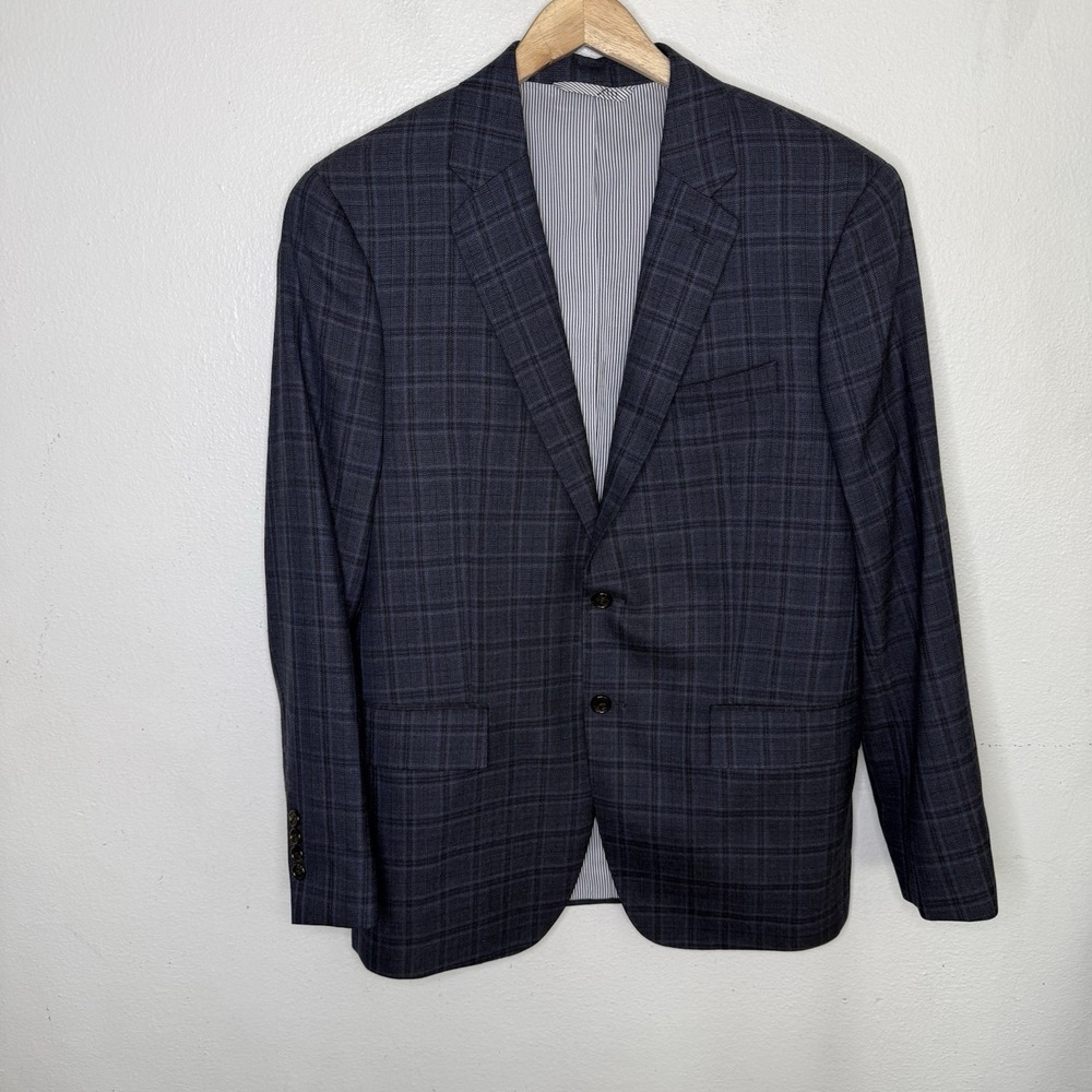 Todd Snyder Mayfair Fit Blue Gray Plaid Two Button Blazer 100% Wool Men's 40R